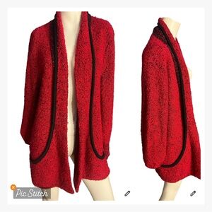 Vintage 80's SIDEFFECTS red and black long sweater -oversized